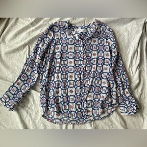 Liz Claiborne Blue and Red Floral Blouse